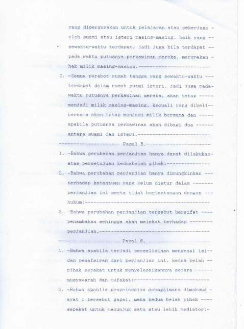 contoh prenup, perjanjian pranikah