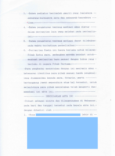 contoh prenup, perjanjian pranikah